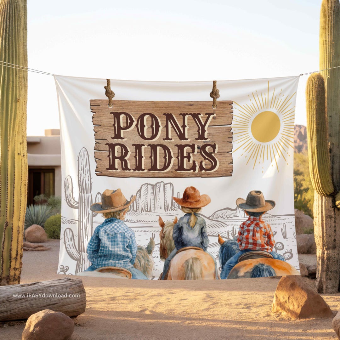 Wagon Rides Sign Pony Rides Sign Outdoor Sign Banner | Horse Party Decor, Farm Birthday ...