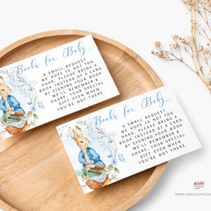 Editable Peter Rabbit baby shower for Boy Books for Baby Card Wildflower Baby Bunny Boy Template Book in lieu of a Card Edit Corjl - BS16