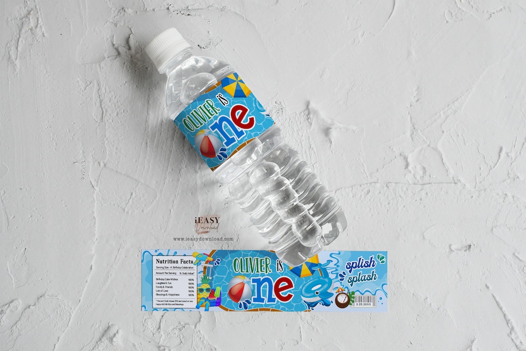 Splish Splash Birthday Water Bottle Label Pool Party Favor Editable ...