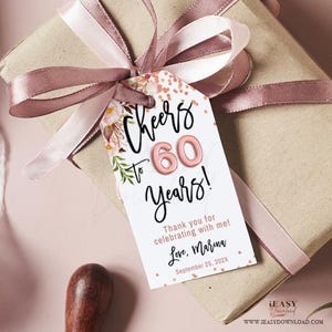 Rose Gold Floral Thank You Favor Tags: Editable Celebration Tags (Corjl)