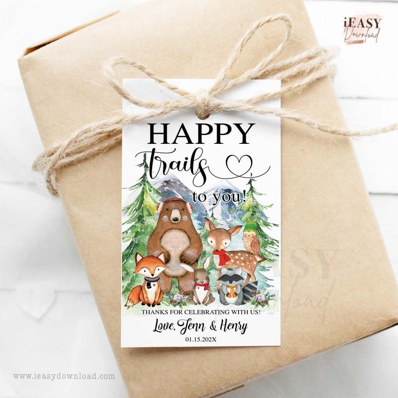 Editable Happy Trails Adventure Begins Gift Tag Trail Mix Etsy