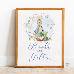 Books and Gifts Sign Peter Rabbit Boy Baby Shower Sign A little bunny is on the way Baby Gift Table Sig Instant Download SOLD AS IS, BS16