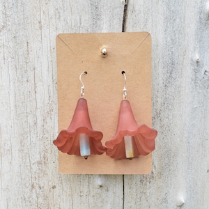 Sienna Calla Lily Earring Frosted Acrylic Flower, maroon red, purple