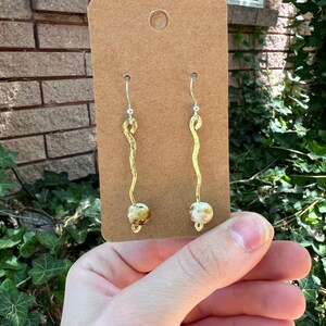 Gold Drop Earrings, Handmade drop elf, fairy earring, earthy, ethereal Earrings