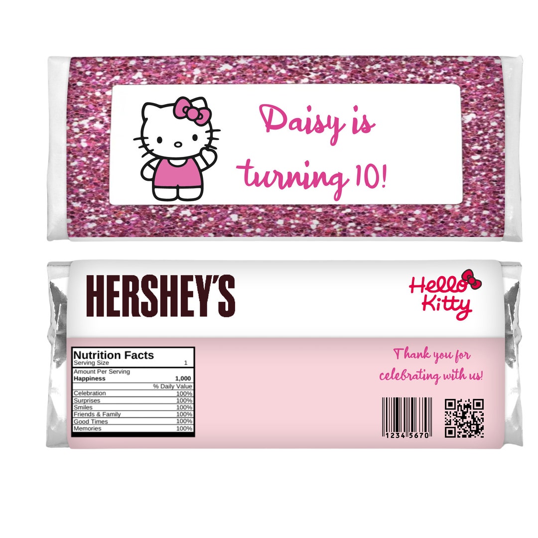 Pink Kitty Candy Bar Wrapper, Custom Chocolate Wrapper, Personalized ...