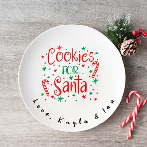 Cookies for Santa Plate, Personalized Santa Plate, Christmas Ceramic Plate, Santa Claus Plate, Custom Christmas Plate, Santa Cookie Plate