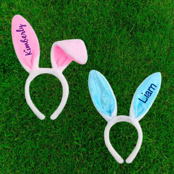 Custom Bunny Ear Headbands, Personalized Easter Bunny Ears, Easter Gifts, Bunny Ears with Name, Custom Easter Gifts for Kids