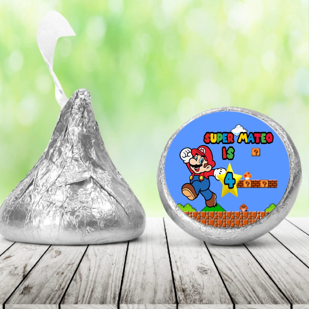 Mario Custom Kiss Stickers, Custom Hershey Kiss Stickers, Candy Kiss