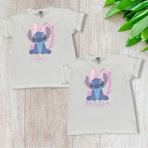 L. & Stitch Shirts, Custom Birthday Shirt, Stitch T-Shirts, Girls Character Themed Birthday Tee, Personalized Birthday Shirts