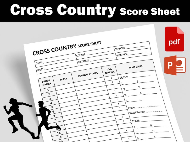 Cross Country Score Sheet Printable PDF Editable Source Etsy