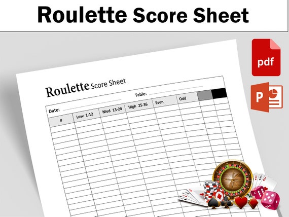 Roulette Score Sheet Printable PDF editable Source File PPT - Etsy