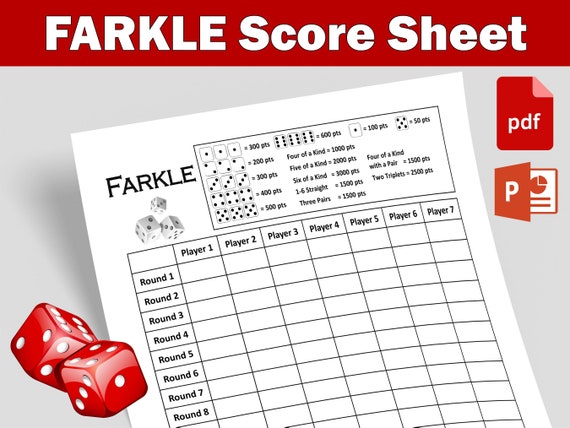 Farkle Score Sheet Printable PDF editable Source File PPT Etsy Farkle Score Sheet Printable PDF editable Source File PPT Etsy