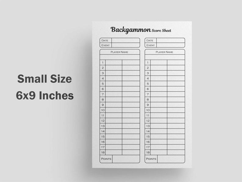 Backgammon Score Sheet Printable PDF Editable Source File Etsy Hong Kong