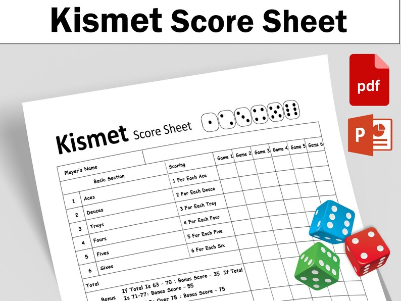 Kismet Score Sheet Printable PDF editable Source File PPT Etsy Hong Kong