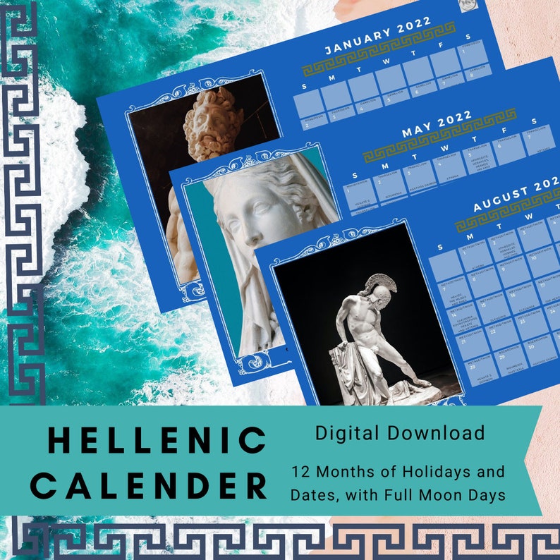 Hellenic Pagan Calendar 2022 Hellenism Greek Pagan Etsy Canada