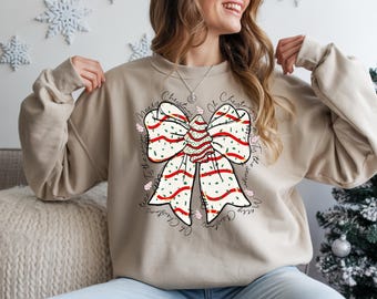 Christmas Tree Cake Bow PNG, Holiday Sublimation Design (Digital Download)