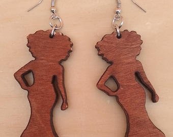 Laser Cut Wood Statement Earrings