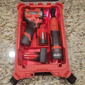 Milwaukee M12 3/8 Stubby Impact Wrench & 3/8 Ratchet Insert For Milwaukee Packout Container Model 48-22-8435 |