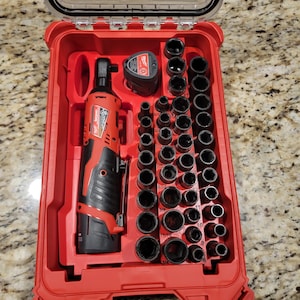 Milwaukee M12 3/8&quot; Ratchet Driver (Models 2457-20 and 2567-20) & Socket Insert For Milwaukee Packout | Model 48-22-8435