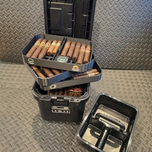 Humidorinsatskit kompatibel med YETI GoBox 15 | 70+ cigarrers kapacitet, 3-våningsförvaring och hygrometer