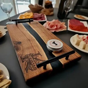 Black Walnut Epoxy River Charcuterie/Serving Board/Tray | 17.5&quot; x 9.5&quot; x .75&quot; | Home Decor | Personalized Gift | Free Custom Engraving