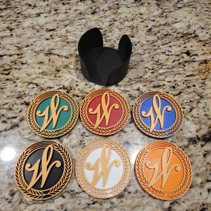Bourbon Whiskey Coasters | Set of 6 with Holder