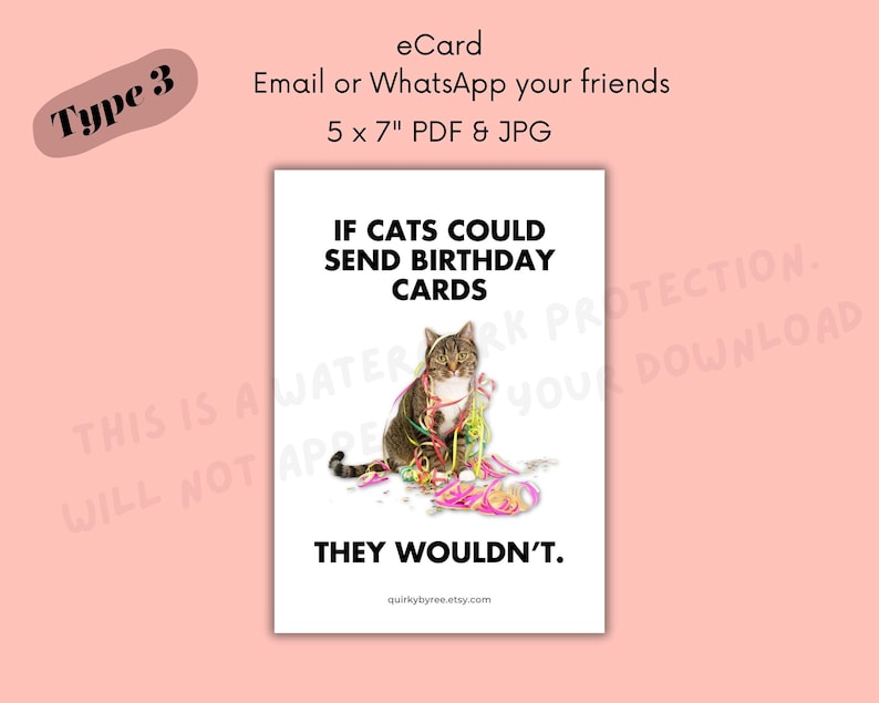 : bhiosng happy birthday card for cat lover, funny... Funny Birthday Card, Printable Cute Cat Lover Gift, Instant Download ...