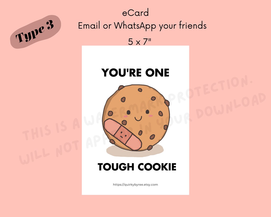Tough Cookie Card, Printable Digital Card, Get Well Soon Digital Print ...