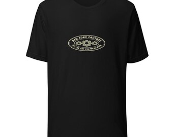 Dad Joke Factory Tee Funny Father Gift - Vintage Badge Cream Ink Tee