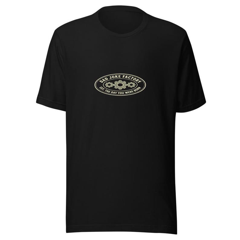 Dad Joke Factory Tee Funny Father Gift - Vintage Badge Cream Ink Tee image 1
