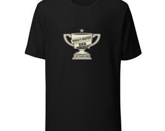 Worlds Okayest Dad Trophy Tee Funny Father Gift - Cream Ink Bella Canvas