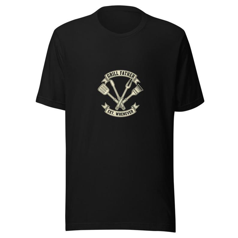 Grill Father Tee BBQ Dad Gift Crest - Funny Cream Ink Bella Canvas Tee 画像 2