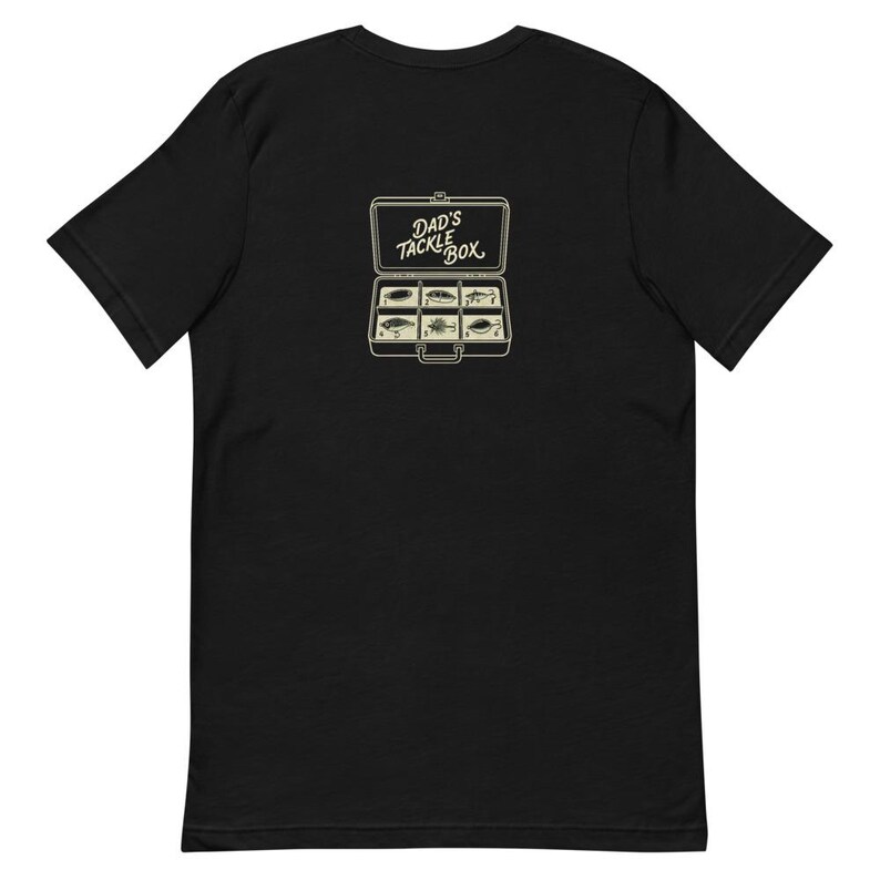 Dads Tackle Box Tee Fishing Dad Gift - Vintage Lure Cream Ink Bella Canvas afbeelding 7