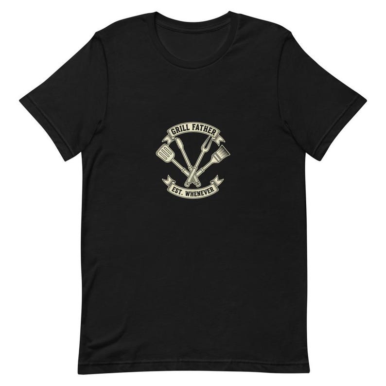 Grill Father Tee BBQ Dad Gift Crest - Funny Cream Ink Bella Canvas Tee 画像 4