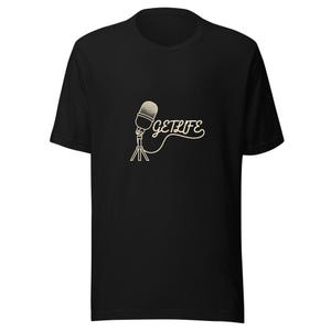 Vintage Microphone Tee Music Lover Gift - Cream Ink Cable Script Bella Canvas 画像 2