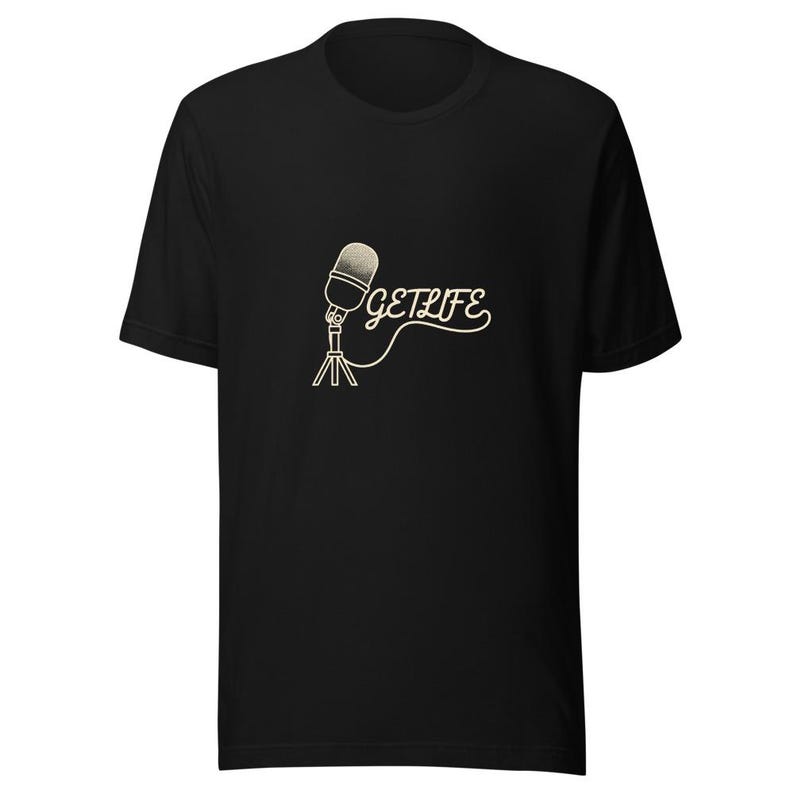 Vintage Microphone Tee Music Lover Gift - Cream Ink Cable Script Bella Canvas 画像 2