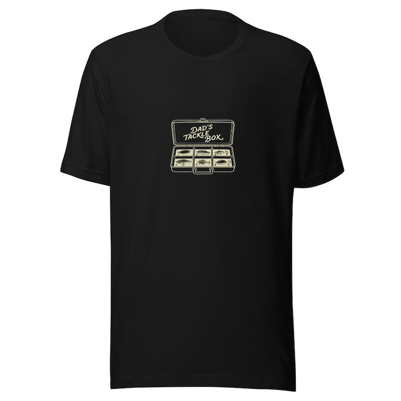 Dads Tackle Box Tee Fishing Dad Gift - Vintage Lure Cream Ink Bella Canvas afbeelding 1