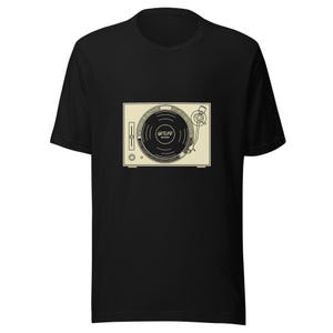 Vintage Turntable Tee for Music Dads - DJ Vinyl Lover Cream Ink Bella Canvas 画像 1