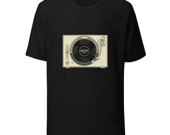 Vintage Turntable Tee for Music Dads - DJ Vinyl Lover Cream Ink Bella Canvas