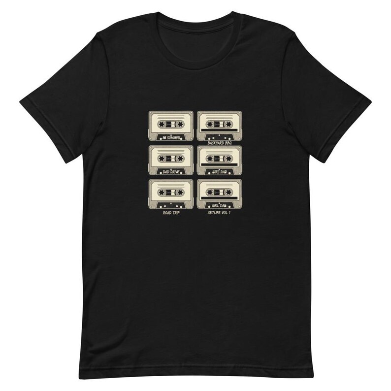 Camiseta de mixtape de casete de los 90, camiseta de papá de la música - Tinta crema con cuadrícula de cinta retro imagen 3