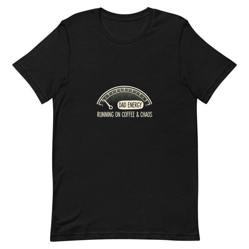 Tired Dad Gas Gauge Tee Funny Coffee Dad Gift - Cream Ink Bella Canvas image 3