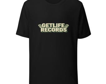 GetLife Records Graffiti Tee Hip Hop Wordmark - 80s NYC Cream Ink Bella Canvas