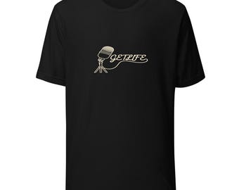 Vintage Microphone Tee Music Lover Gift - Cream Ink Cable Script Bella Canvas