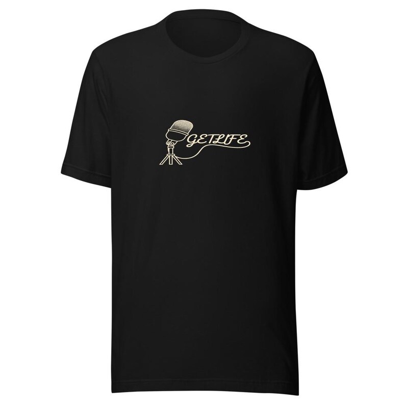 Vintage Microphone Tee Music Lover Gift - Cream Ink Cable Script Bella Canvas 画像 1