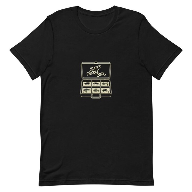 Dads Tackle Box Tee Fishing Dad Gift - Vintage Lure Cream Ink Bella Canvas afbeelding 3