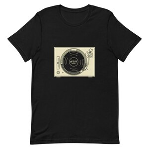 Vintage Turntable Tee for Music Dads - DJ Vinyl Lover Cream Ink Bella Canvas 画像 3