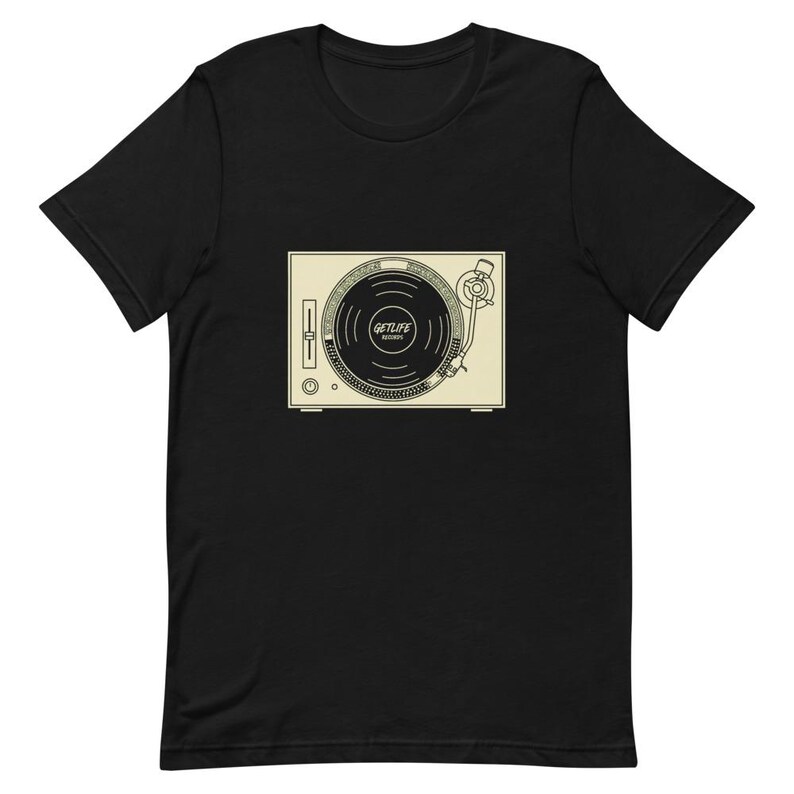 Vintage Turntable Tee for Music Dads - DJ Vinyl Lover Cream Ink Bella Canvas 画像 3