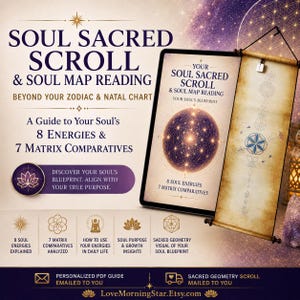 Soul Sacred Scroll with Personalized Soul Map Reading, Handmade Scroll & Action Stone 8 Soul Energies + 7 Sacred Geometry Matrix