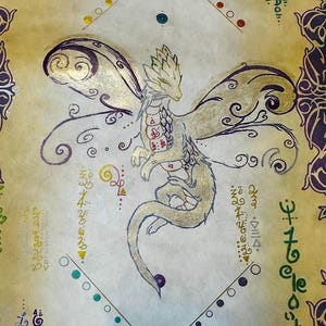 Dragon Soul Scroll ~ Hand Painted Light Language Art 9x31 | Akashic Records Reading + MP3 | Past Life Soul Art | Antique Scroll image 12