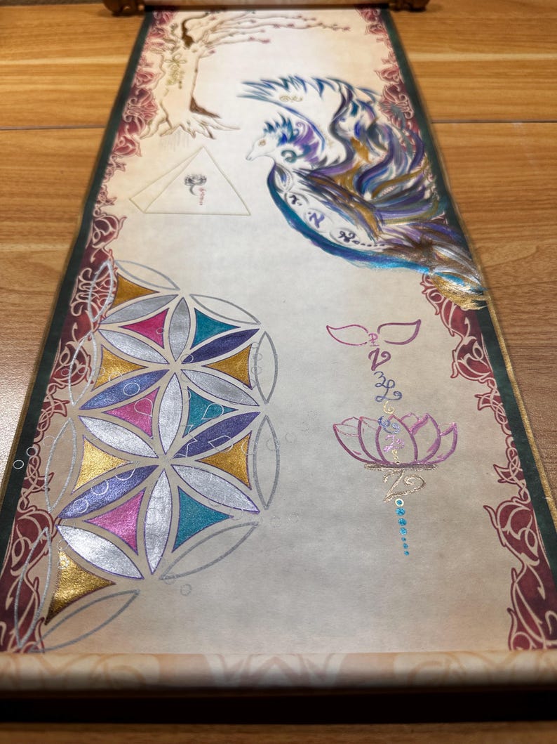 Dragon Soul Scroll ~ Hand Painted Light Language Art 9x31 | Akashic Records Reading + MP3 | Past Life Soul Art | Antique Scroll image 4